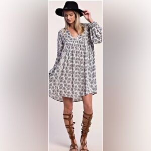 Kori Black & White Paisley Dress, size L, EUC